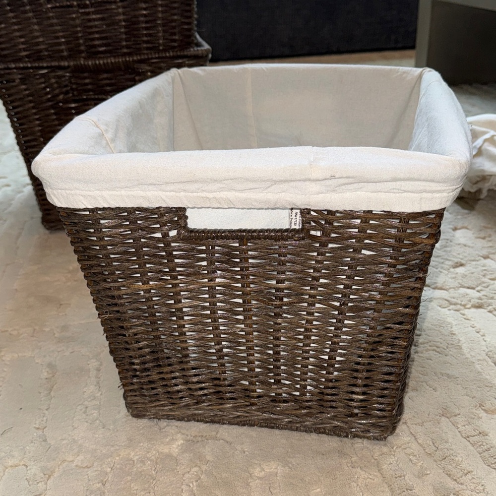 Threshold Large Brown Wicker Storage Basket with optional cream liner 11 x15 x13